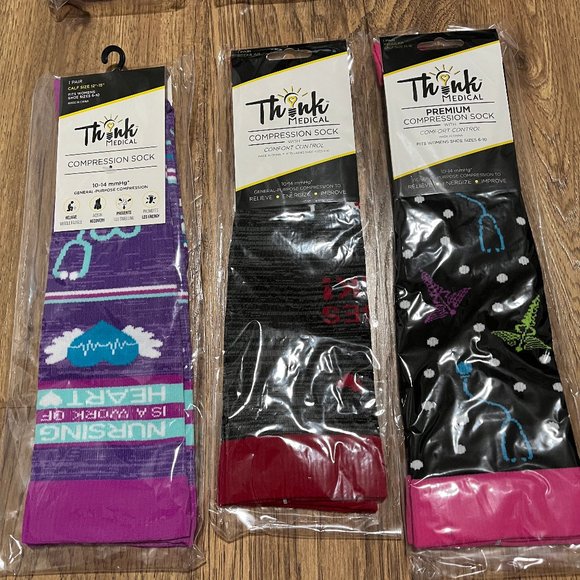 Women's Compression Socks Lot of 6 Pairs Nurse Themed - Picture 3 of 5